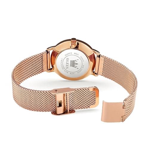 OLEVS Watch Women Rose Gold Stainless Steel Waterproof Luxury Dress Watches for Women Analog Quartz Classic Ladies Watches Fashion Elegant Minimalist Ultra Thin Women Small Watch with Date thumbnail 9