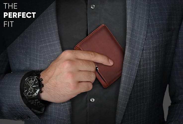 SERMAN BRANDS - Wallets for Men Slim Mens leather RFID Blocking Minimalist Card Front Pocket Bifold Travel Thin thumbnail 2