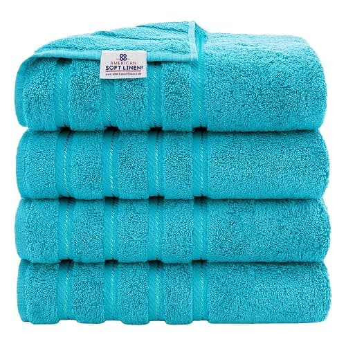 American Soft Linen 100% Cotton Luxury Turkish Towels, 4 PC Bath Towel Set | Soft Absorbent Quick Dry OEKO Tex Standard 100 Certificated Durable Machine Washable Premium Hotel Quality - Image 1