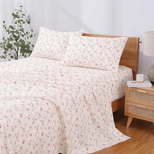 Modern Threads Printed 3-Piece Extra Soft Bedding Sheets & Pillowcase Set, Deep Pocket up to 16 inch Mattress Kashmir Rose Twin thumbnail 2