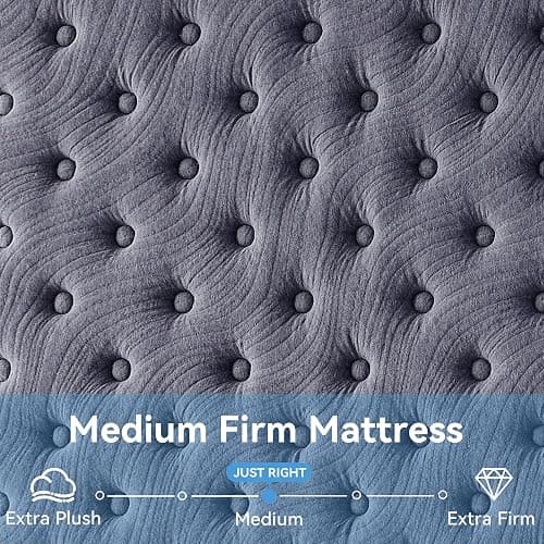 Susalt Queen Mattress, 12 Inch Hybrid Mattress in a Box, Gel Memory Foam, Medium Firm, Edge Support, Motion Isolation, Pressure Relief, Zoned Support Spring, CertiPUR-US Certified, Black & Gray thumbnail 3
