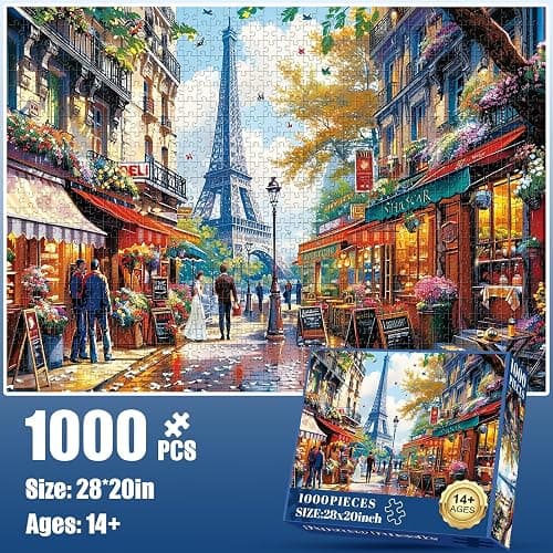 1000 Pieces Puzzle for Adults - Charming Paris Puzzle for Adults Children - Recycled Paper Jigsaw Puzzle 1000 Pieces - Fun and Challenging Family Game Great Gift Idea, Finished Size is 28 * 20 in thumbnail 2