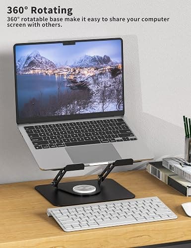 ALASHI Laptop Stand for Desk with 360 Rotating Base, Multi-Angle Adjustable Laptop Stands, Foldable Laptop Riser Compatible with 10 to 15.6 Inches PC Computer, Black thumbnail 3