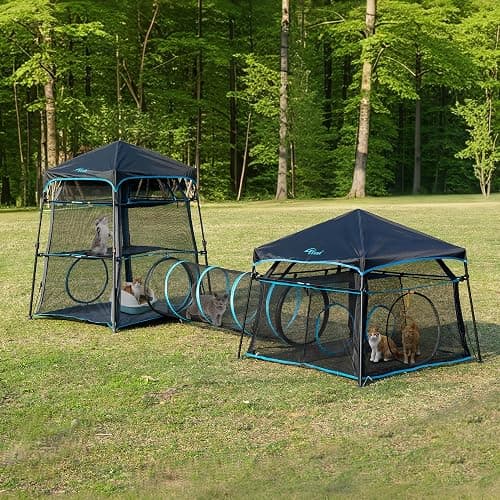 Extra Large Catio Outdoor Cat Enclosure, 2-Tier Foldable Cat Tent with 3 Doors for Patio, Balcony, Indoor & Camping, Weatherproof Sunproof Cat Playpen with Carry Bag Included（Patented） thumbnail 2