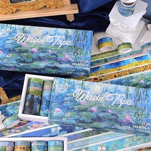 PAGEMORE 32 Rolls Washi Tape Set, Colored Van Gogh Patterns Decorative Masking Tape, Vintage Artists Tapes for Journaling, Junk Journal, DIY Craft Projects, Scrapbooking Supplies Decor thumbnail 3