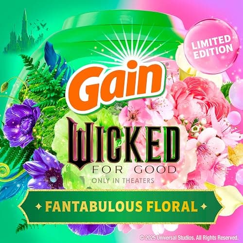 Gain Flings! "Wicked: For Good" Limited Edition Laundry Detergent Pacs, 42 Count, Fantabulous Floral Scent, 3 in 1 HE Detergent Pacs with Oxi Boost and Febreeze thumbnail 3