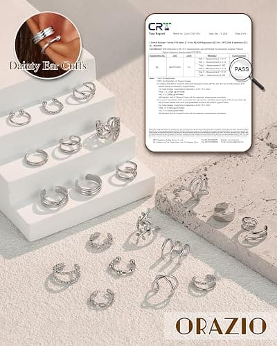 ORAZIO 20/25Pcs Ear Cuff Set Damen Ohrmanschette Ohrringe Earcuffs Set Helix Knorpel Ohrmanschette Ohne Ohrloch Wickelohrring Fakepircings Ohr Cuffs Ohrklemme thumbnail 6