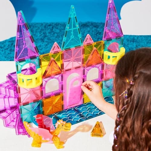 MAGNA-TILES Castle DLX 48-Piece Magnetic Construction Set, The Original Magnetic Building Brand thumbnail 6