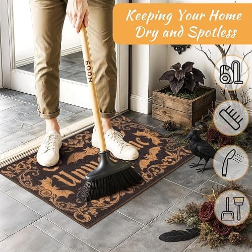 Fttoyoly Gothic Bat Door Mat for Front Door, Doormat Outside Entrance with Unwelcome Design, Gothic Decor for Porch and Entryway, Indoor Outdoor Use, 17'' x 29.5''- Black thumbnail 5