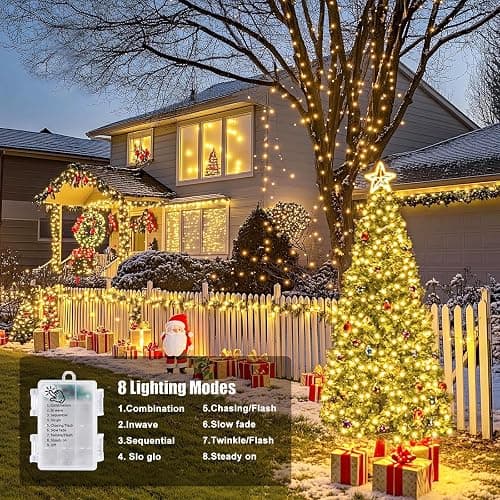 Upgraded 70Ft 200 LED Fairy Lights Battery Operated with Remote & Timer, Waterproof Christmas String Lights Outdoor Indoor, Battery Twinkle Lights for Bedroom, Classroom, Xmas, Parties, Wedding, Decor thumbnail 5