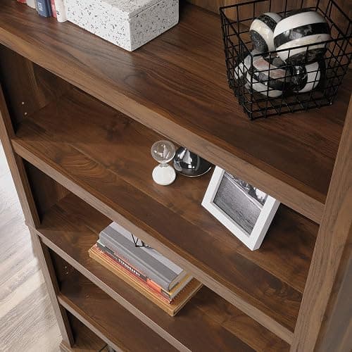 Sauder 5 Tier Book Shelf Wooden Bookcase Multipurpose Bookshelf for Home Office, Living Room, in Grand Walnut thumbnail 8