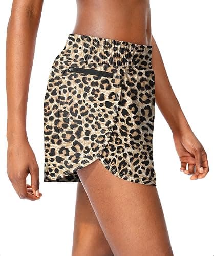 Soothfeel Womens Running Shorts with Zipper Pockets High Waisted Athletic Gym Workout Shorts for Women with Liner thumbnail 2