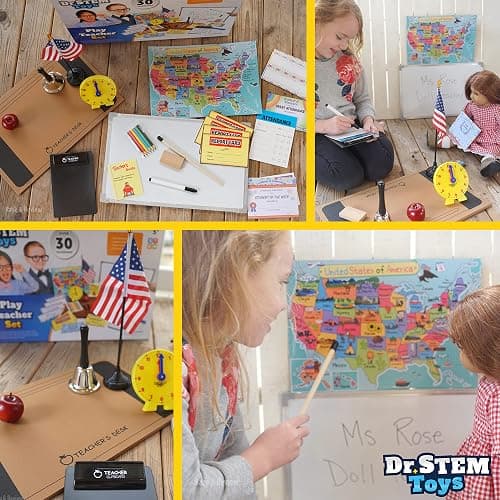Dr. STEM Toys - Play Teacher Role-Play Set Includes Reusable White Board, Bell, Report Cards, for Home or Classroom, Over 30 Pieces Included, Gift for Kids, Complete Set thumbnail 4