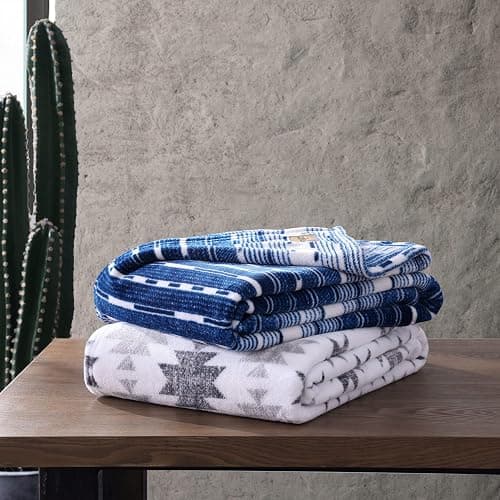 Wrangler - Blanket, Super Soft Sherpa Bedding, Yellowstone Inspired Throw Blanket for Couch or Bed (Canyon Ikat Grey, 50" x 60") thumbnail 5