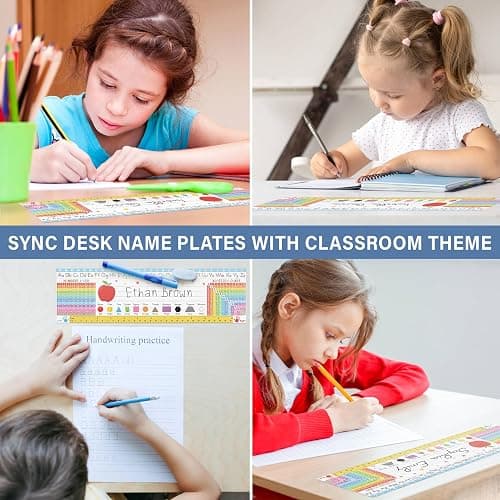King Print Desk Name Tags for Classroom, 30 Pack Colorful 14x4 | Double-Sided Laminated 250gsm, Student Plates Learning Handwriting for Kindergarten 1st 2nd 3rd Grade Classroom Decor thumbnail 6