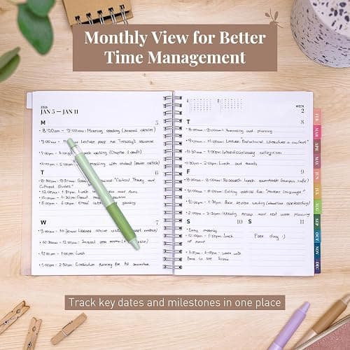 Rileys 2026 Planner, Agenda Planner With Weekly And Monthly View, Daily Agenda Book And Yearly Planners Calendar Book, Spiral Bound With Tabs, Notes, Goals And Holidays (Blue, 8 x 6 in) thumbnail 7