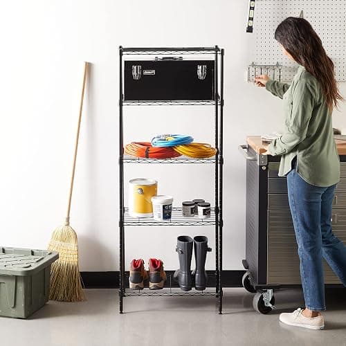 Amazon Basics 5-Shelf Multipurpose Adjustable Sturdy Steel Storage Shelving Unit, Easy Assembly, 13.4" D x 23.2"W x 60"H, Black thumbnail 2