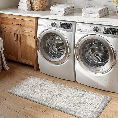 GENIMO Kitchen Mats for Floor 2PCs, Washable Anti Fatigue Mat for Cushioned, 17.3"x47"+17.3"x30", Waterproof Kitchen Rugs, Non Slip Comfort Standing Mat Rug for Home, Sink, Laundry, LightTaupeBrown thumbnail 7