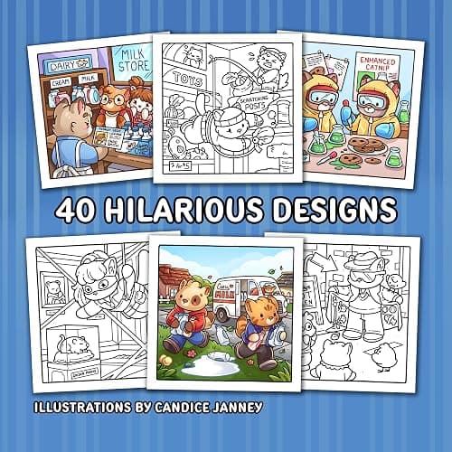 Cat Crimes: Cozy Coloring Book for Adults and Teens with Funny Scenes for Cat Lovers thumbnail 2