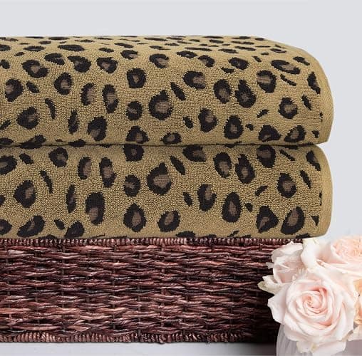 COTTON CRAFT Oversized Bath Sheet - 2 Pack Extra Large 32 x 89 Animal Print Leopard Cheetah Africa Safari 100% Cotton Jacquard Towel - Soft Absorbent Luxury Bathroom Shower Spa 450 GSM Bath Sheet thumbnail 7