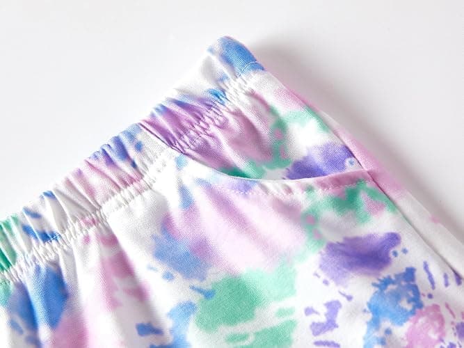 Beezizac Neon Tie Dye Spiral Pattern/Butterfly Pajamas for Girls Tee & Shorts PJ Set Size 6-18 thumbnail 6