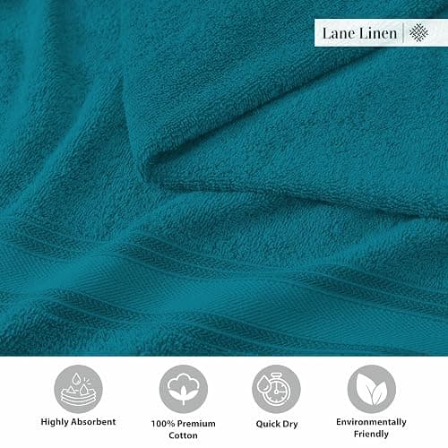 LANE LINEN Luxury 6-Piece Bath Towel Set - 100% Cotton, Quick-Dry, Super Absorbent, Zero Twist - Includes 2 Bath Towels, 2 Hand Towels, 2 Washcloths - Sea Port thumbnail 8