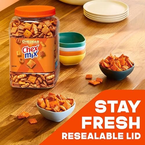 Chex Mix Cheddar Snack Mix, Salty Snacks Tub, 20 oz thumbnail 6