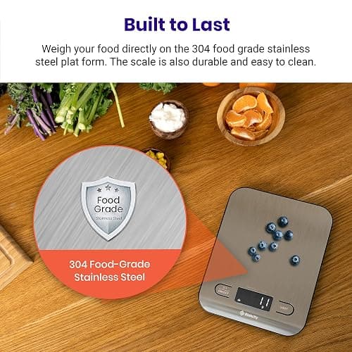 Etekcity Food Nutrition Kitchen Scale, Digital Grams and Ounces for Weight Loss, Baking, Cooking, Keto and Meal Prep, Large, 304 Stainless Steel thumbnail 9