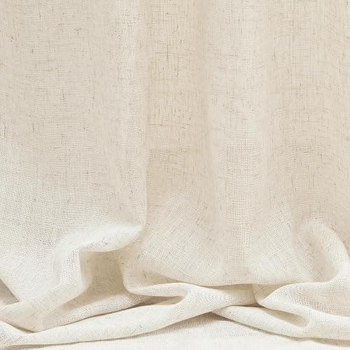 MYSKY HOME Linen Curtains for Living Room, Natural Semi Sheer Curtains & Drapes 84 inches Length 2 Panels Set Farmhouse Country Boho Style Back Tab Draperies for Sliding Glass Door, 50" Wide, Linen thumbnail 6