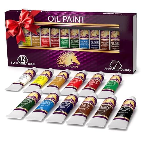 MyArtscape Oil Paint Set - 12 x 12ml Tubes - Lightfast - Heavy Body - Oil-based Vibrant Colors - High Pigment Load - Non-fading - Artist Quality Painting Supplies - Professional Craft Paints - Image 1