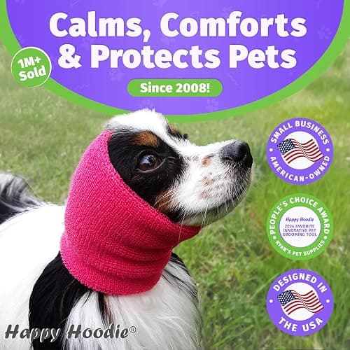 Happy Hoodie The Original Dog & Cat Calming Band for Noise & Anxiety Relief | 2008 US brand. Compression fabric, soft & stretchy, reduces noise & eases stress during storms, fireworks, grooming and more! thumbnail 2