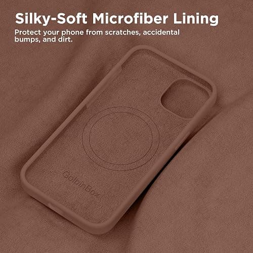 GolbinBox Magnetic for iPhone 13 Case & iPhone 14 Case, Compatible with MagSafe, [Soft Anti-Scratch Microfiber Lining], Slim Liquid Silicone Shockproof Protective Phone Case 6.1 inch, Brown thumbnail 6