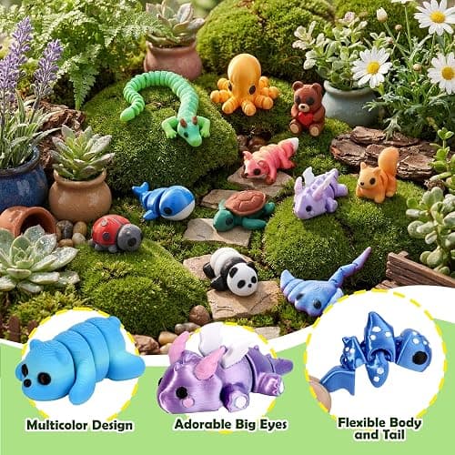 Cybermaker 60PCS Mini 3D Printed Animals, Articulated Fidget Toys for Kids | Flexible joints, Cute designs desk pets, Classroom rewards, Party favors, Goodie bag stuffers thumbnail 4