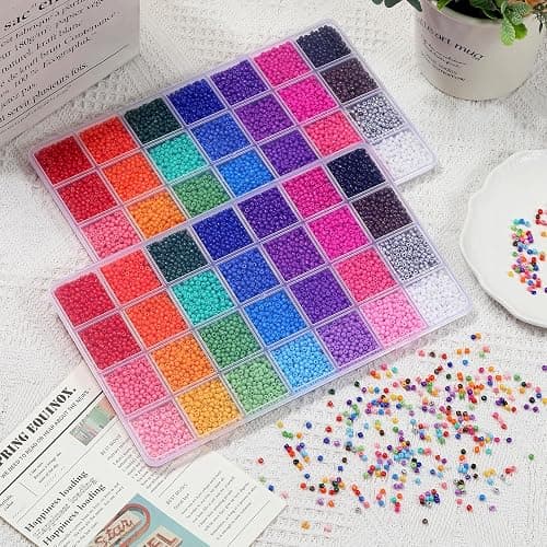 Ywmimn 28 Colors 3mm Seed Beads, 7200PCS Glass Seed Beads Kit for Jewelry Making, Craft and Bracelet Making thumbnail 7