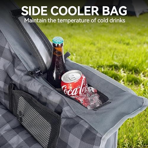 Huskfirm 2 Pack Camping Chairs Oversized Padded Camping Chair Heavy-Duty Foldable Camping Chairs with Cup Holder and Cooler Bag Portable Lawn Chair for Sports Outdoors-Support 450LBS, Grey thumbnail 8