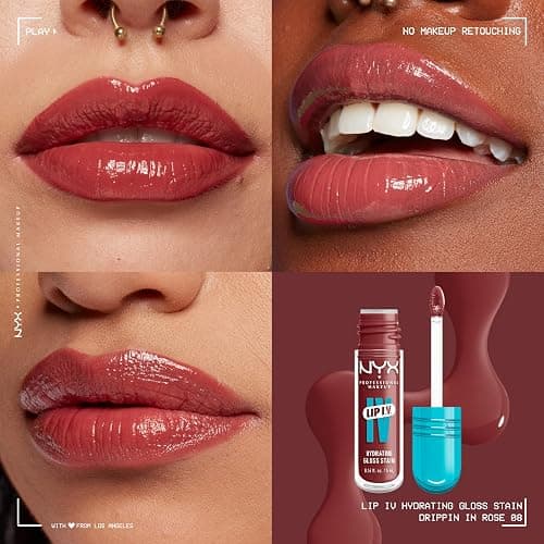 NYX PROFESSIONAL MAKEUP Lip IV Hydrating Glossy Lip Stain with 12HR Hydration - Drippin In Rose (Pink) thumbnail 2