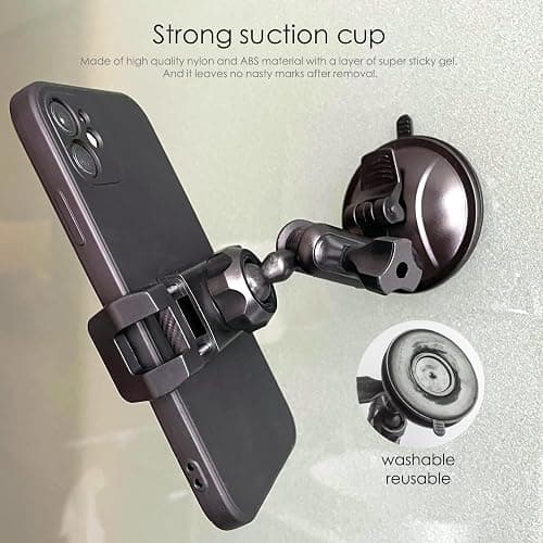 Universal Mirror Shower Phone Holder, Multi-Directional Dual 360 Degree Rotating Suction Cup Phone Wall Mount stand, Tiktok Youtube Vlog Video Recording Kit, airplane travel essentials accessories thumbnail 5