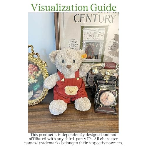 LICHADUOLE 9-12"/30cm Plush Outfit Set: Knit Sweaters + Corduroy Overalls for Medium Bartholomew Bear Doll Clothing for Fuller-Figured Teddy Bears (NO Doll) thumbnail 8