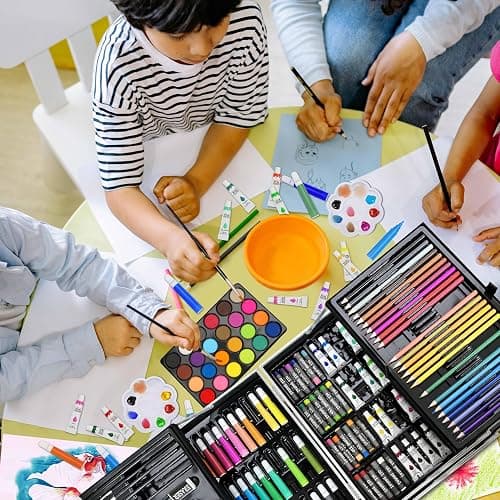 Halobios Professional Art Set, 144 Deluxe Aluminium Case Painting Set with Watercolour Pens Drawing Pencils Paints Oil Pastels, Premium Colouring Drawing Art Supplies Case Gift for Artists Adult thumbnail 7