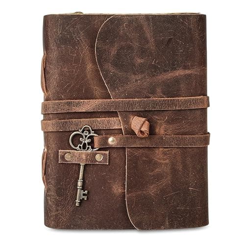 Leather Journal with Unlined Deckle Edge Paper 8x6 inch and Vintage Key | Handmade Writing Notebook Diary | Bound Daily Notepad for Men & Women Medium, Sketch/Writing pad for Artists thumbnail 3
