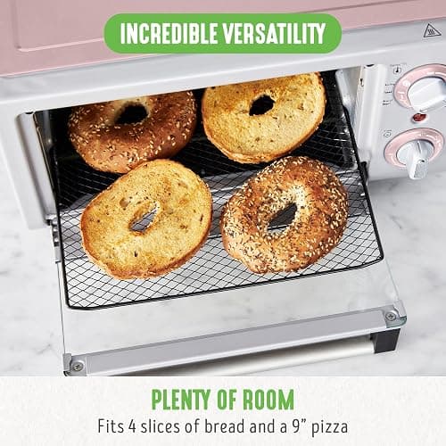 GreenLife Countertop Toaster Oven Air Fryer Stainless Steel, Healthy Ceramic Nonstick, PFAS Free, Tray & Basket, Bake, Broil, Reheat, Adjustable Temp & Time Control, Auto Shutoff, Pink thumbnail 7