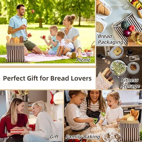 GDDAY Beeswax Bread Bags for Homemade Bread,Reusable Beeswax Bags for Sourdough,Cotton Linen Food Storage Bag to Keep Fresh - Extra Large 2 Pack thumbnail 6