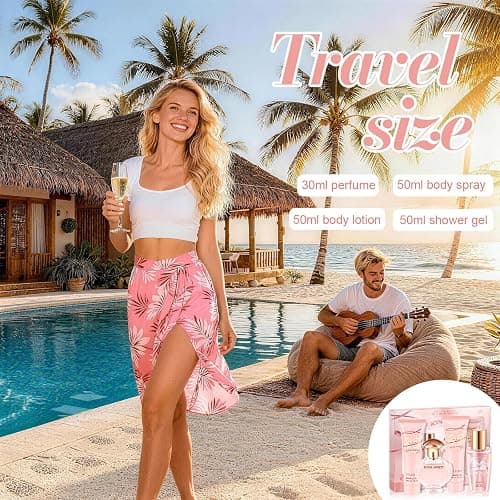Women Perfume Gift Set - Eau de Parfum for Women, Body Spray, Body Gel, Shower Gel & Body Lotion, Sweet Floral Scent, Travel Friendly, Pamper Gifts Set, Birthday Valentine's Day Mother's Day Gifts thumbnail 2