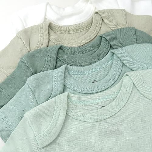 HonestBaby 5-pack Short Sleeve Bodysuits One-piece 100% Organic Cotton for Infant Baby Boys - 24 Months - Sage Ombre thumbnail 3