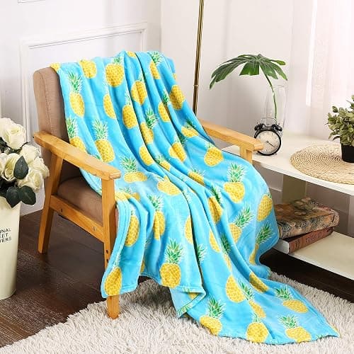 Whimsy Plush Fleece Tropical Throw Blanket (50" x 60") - Pineapple Blanket for Boys, Girls and People of Any Ag - Image 1