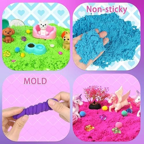 AGENTLAN Stackable Sensory Bin, Unicorn & Pet Sensory Sand, Unicorn and Pet Sandbox with Play Sand for Toddlers Boys and Girls, Kids Toys Gift for Age 3 4 5 6 7 8+ thumbnail 4