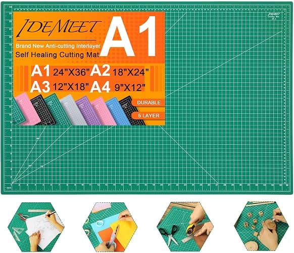 Density-upgraded 24" x 36" Large Self Healing Sewing Mat, Idemeet Rotary Cutting Mat 5-Ply Cut Board for Crafts Hobby Project, Scale Size 24" x 36", A1, Green - Image 1