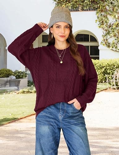 YUCOLEN Women's Cable Knit Fall Pullover Sweaters Oversized Crewneck Tops Long Sleeve Casual Loose Outfits 2025 thumbnail 5