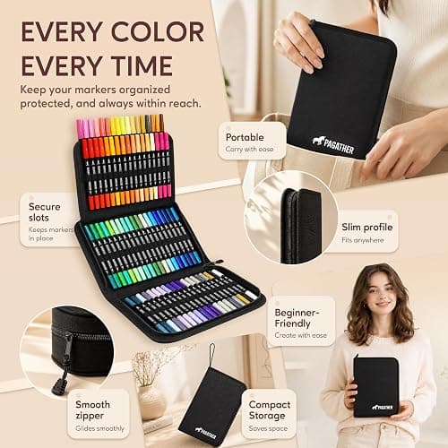 Pagather Acrylic Paint Markers, 72 Colors Dual Tip Fine & Brush Pens Set | For Rocks, Fabric, Wood, Glass & More, Perfect for DIY Crafts and Creative Art Projects with Bright, Smooth and Quick-Dry Ink thumbnail 4