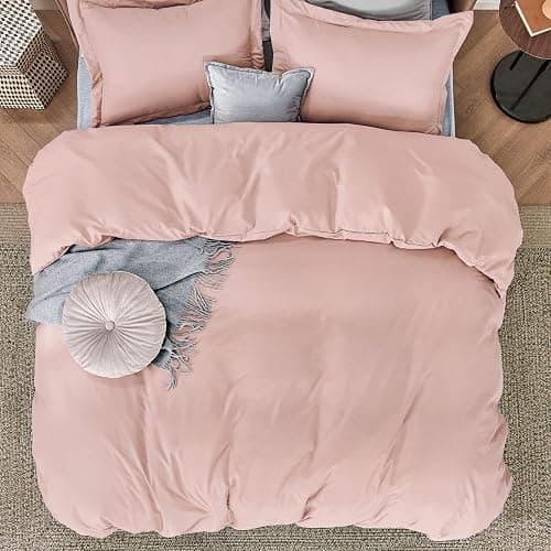 Bedsure Duvet Cover Queen Size - Soft Double Brushed Bedding Set for Kids & Adults, Zipper Closure, 3 Pieces, Includes 1 Duvet Cover (90"x90") & 2 Pillow Shams, NO Comforter, Pale Blush thumbnail 3